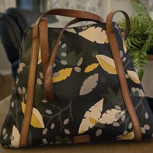 Fossil Black and Brown Women's Zipper Sides Tote